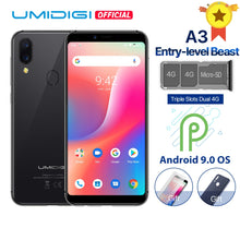 Load image into Gallery viewer, UMIDIGI A3 Android 9.0 Global Band 5.5&quot;incell HD+display 2GB+16GB smartphone Quad core 12MP+5MP Face Unlock Dual 4G Mobile phone