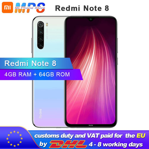 Global ROM Xiaomi Redmi Note 8 64GB 4GB Smartphone Snapdragon  665 Octa Core  6.3” 48MP  Rear Camera 4000mAh Support Phone